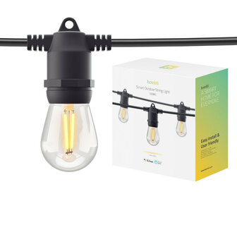 Lightstring voor tuin met wifi bediening en dimbare warm witte lampen