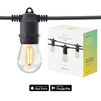 Lightstring voor tuin met wifi bediening en dimbare warm witte lampen