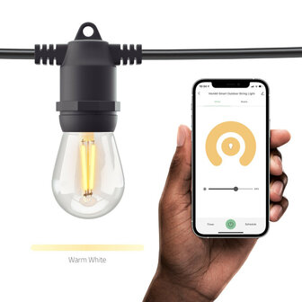 Lightstring voor tuin met wifi bediening en dimbare warm witte lampen