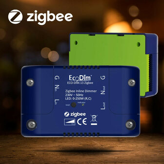 Inline dimmer voor slimme verlichting met Zigbee bediening compatibel met Philips Hue systemen inbouw