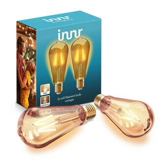 Filament Edison lamp voor binnenverlichting met WiFi bediening en grote fitting E27 in 2 pack