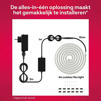 Buiten flexstrip voor verlichting met Zigbee laagspanning 4 meter waterdicht IP67 instelbare kleur