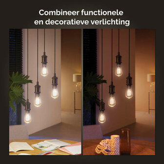 Filament Edison lamp voor sfeerverlichting met Zigbee Bluetooth E27 fitting instelbaar lichtkleur