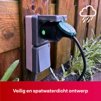Outdoor tussenstekker voor buitenapparatuur met signaalversterker en IP44 bescherming