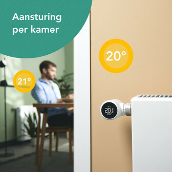 Slimme radiatorknop voor verwarming met draadloze bediening en temperatuurregeling