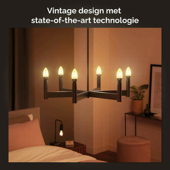 Filament lamp voor slimme verlichting met E14 fitting warm wit licht Bluetooth en Zigbee