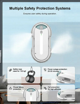 Raamreinigingsrobot huishoudelijk gebruik met gyroscoop navigatie en app bediening
