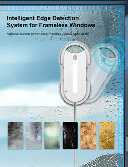 Raamreinigingsrobot huishoudelijk gebruik met gyroscoop navigatie en app bediening