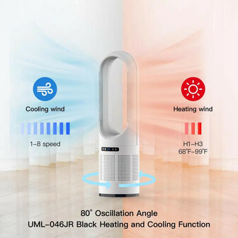 Aircooler voor hotel en huishouden met bladelloze ventilator en luchtzuivering