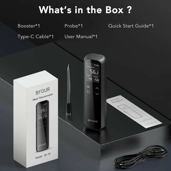 Thermometer voor barbecue met Wifi bereik en LCD display