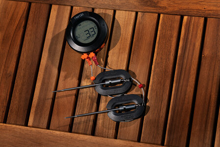 Thermometer voor BBQ met Bluetooth app bediening en maximaal vier temperatuur pennen