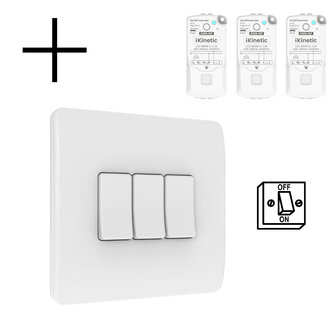 Draadloze wandschakelaar voor verlichting met 3-voudige aan uit functie en batterij