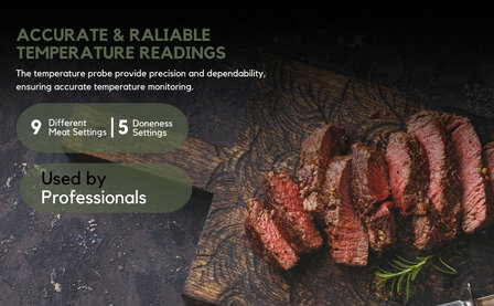 Thermometer voor BBQ en grillen met draadloze app bediening en hoge temperatuurbestendigheid