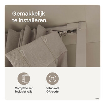 Gordijnmotor voor automatische bediening met 360 centimeter rail en ge&iuml;ntegreerde oplaadbare batterij