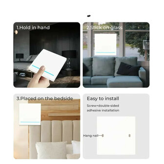 Draadloze RF Schakelaar voor verlichting en apparaten met 1 knop en compact formaat