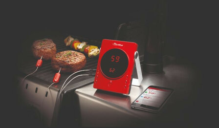 Thermometer voor grillen en roken met Bluetooth en RVS sondes voor nauwkeurige kerntemperatuurmonitoring