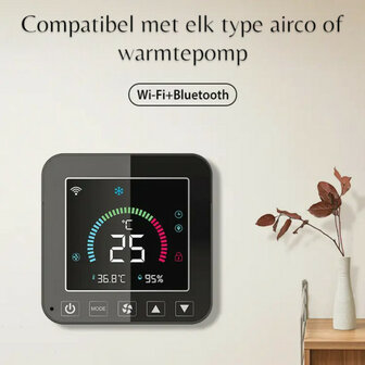 Wifi IR afstandsbediening voor warmtepomp en airco, zwart
