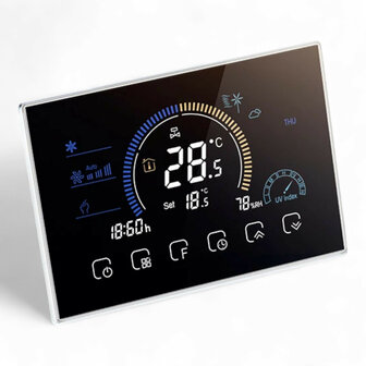 Inbouw thermostaat wifi touchscreen 230V 4 draads 3A zwart voor CV en boiler programmeerbaar