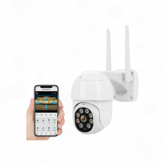Beveiligingscamera buiten 1080P IP65 nachtzicht 15 m bewegingsdetectie wit WiFi