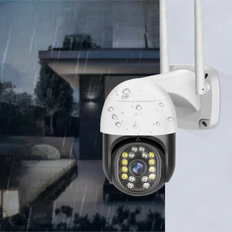 Beveiligingscamera buiten 1080P IP65 nachtzicht 15 m bewegingsdetectie wit WiFi