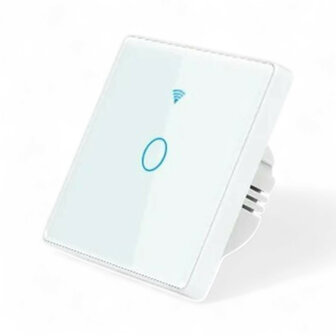 Lichtschakelaar WiFi touch zonder nuldraad met gehard glazen paneel Wit