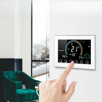 Inbouw thermostaat voor CV met WiFi en touchscreen, wit