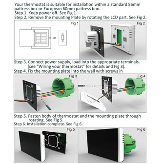 Inbouw thermostaat voor CV met WiFi en touchscreen, wit