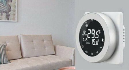Inbouw slimme thermostaat cv installatie met touchscreen en WiFi (Tuya Smart Life) wit