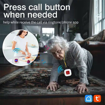 SOS Alarmset binnenhuis met 4G-simkaart, intercomfunctie en waterdichte IP65-knop (wit)