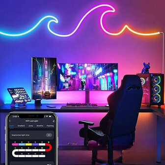 LED-strip 5 meter met IP67 waterdichte siliconen behuizing en RGB multicolor