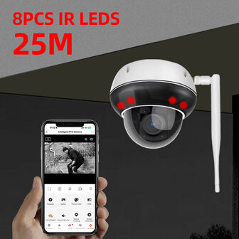 Dome buitencamera wit met 5MP resolutie en 5x optische zoom
