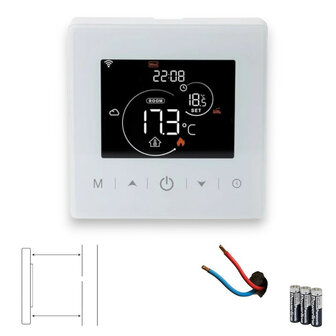 Opbouw thermostaat WiFi touchscreen 2‑draads voor Aan/Uit-ketels, wit