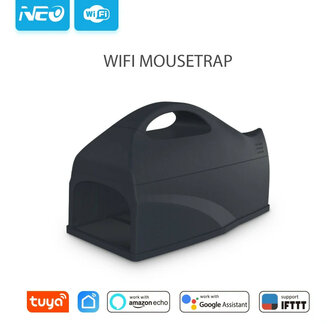 Wifi muizenval met 7000V en Tuya-app, draadloos op 4x AA-batterijen, zwart