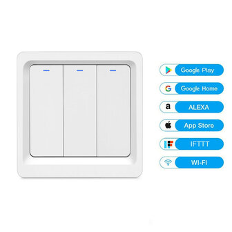 3-voudige slimme inbouw lichtschakelaar Zigbee met Tuya Smart Life bediening (wit)