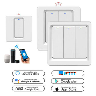 3-voudige slimme inbouw lichtschakelaar Zigbee met Tuya Smart Life bediening (wit)