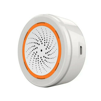 Draadloze Zigbee sirene 90dB met USB-C of batterijvoeding, wit
