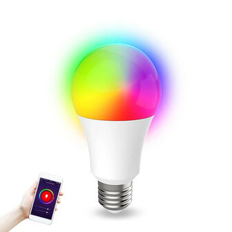Smart lamp E27 met RGB en instelbaar wit licht via wifi en app
