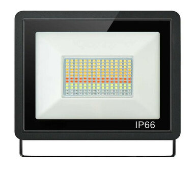 Schijnwerper buiten met wifi-appbediening, RGB en koud wit, 30 Watt, IP66, zwart