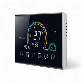 Slimme inbouwthermostaat voor elektrische vloerverwarming met touchscreen, zwart