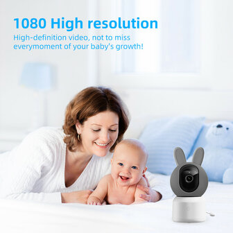 Babyfoon met camera 1080p WiFi, huildetectie, nachtzicht en tweerichtingsaudio