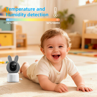 Babyfoon met camera 1080p WiFi, huildetectie, nachtzicht en tweerichtingsaudio