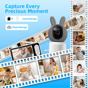 Babyfoon met camera 1080p WiFi, huildetectie, nachtzicht en tweerichtingsaudio