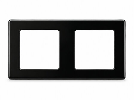Frame voor schakelmateriaal 2 voudig zwart (glaspaneel)