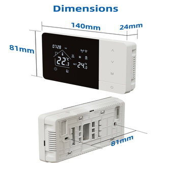 Slimme thermostaat voor cv met wifi, touchscreen, opbouwmontage en USB- of batterijvoeding