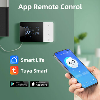 Slimme thermostaat voor cv met wifi, touchscreen, opbouwmontage en USB- of batterijvoeding