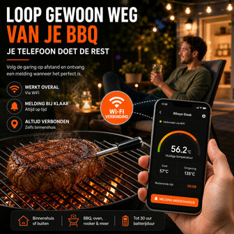 Wifi BBQ thermometer met LCD-display en alarmfunctie