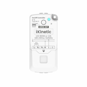 Draadloze wandschakelaar voor verlichting met kinetische voeding en RF 433 MHz communicatie
