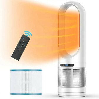 Witte luchtkoeler met verwarming en bladloze ventilator