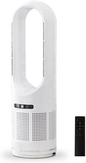 Witte luchtkoeler met verwarming en bladloze ventilator