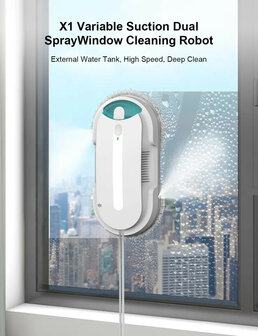 Raamrobot met appbediening, gyroscoopnavigatie en sproeifunctie, wit